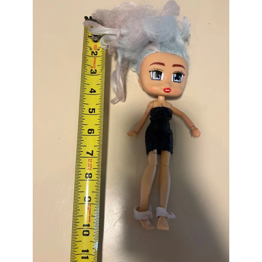 Boxy Girls Fashion Doll Blue Pink Hair Black Dress 8 Inch Articulated Toy